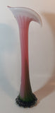 Murano Style Red White Green Calla Lily Shaped 16" Tall Art Glass Flower Bud Vase