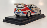 Burago 1999 Ford Focus Rally Martini White 1/24 Scale Die Cast Toy Car Vehicle on Stand