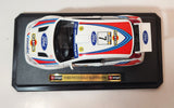 Burago 1999 Ford Focus Rally Martini White 1/24 Scale Die Cast Toy Car Vehicle on Stand