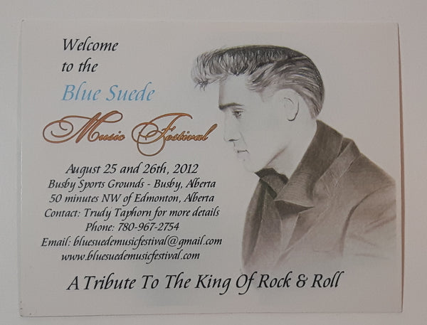 2012 Blue Suede Music Festival "A Tribute To The King Of Rock & Roll" 4 1/4" x 5 1/2" Advertising Card
