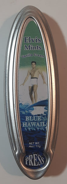EPE Elvis Mints Vanilla Cream Blue Hawaii Surfboard Shaped Small Tin Metal Container