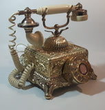 Vintage Radio Shack Ornate Footed Victorian French Baroque Brass Toned Heavy Metal Rotary Telephone