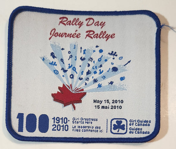 Girl Guides of Canada Rally Day Journee Rallye 1910-2010 100th Anniversary 3 1/2" x 4" Embroidered Fabric Patch Badge