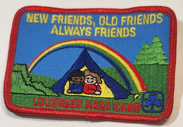 Girl Guides New Friends, Old Friends Always Friends Lougheed Area Camp 2 1/2" x 3 5/8" Embroidered Fabric Patch Badge