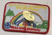 Girl Guides New Friends, Old Friends Always Friends Lougheed Area Camp 2 1/2" x 3 5/8" Embroidered Fabric Patch Badge