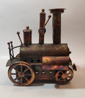 Vintage Steam Train Locomotive 8" Long Musical Box Copper Look Metal Art Sculpture