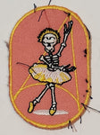 Girl Guides Halloween Skeleton Doing Ballet 1 1/2" x 2 3/8" Embroidered Fabric Patch Badge