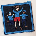 Kids with Arms Up 1 3/4" x 1 3/4" Embroidered Fabric Patch Badge