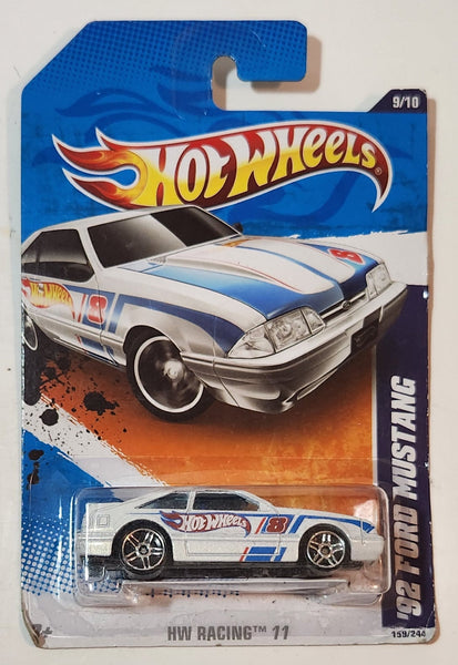 2011 Hot Wheels HW Racing '11 '92 Ford Mustang White Die Cast Toy Car Vehicle New in Package