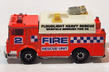 1992 Matchbox Mack Auxiliary Power Truck Flood Light Rescue Unit Fire Truck 1/84 Scale Orange Die Cast Toy Car Vehicle