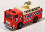 1992 Matchbox Mack Auxiliary Power Truck Flood Light Rescue Unit Fire Truck 1/84 Scale Orange Die Cast Toy Car Vehicle