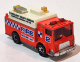 1992 Matchbox Mack Auxiliary Power Truck Flood Light Rescue Unit Fire Truck 1/84 Scale Orange Die Cast Toy Car Vehicle