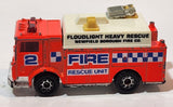 1992 Matchbox Mack Auxiliary Power Truck Flood Light Rescue Unit Fire Truck 1/84 Scale Orange Die Cast Toy Car Vehicle