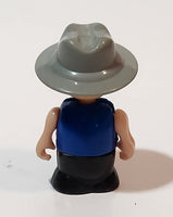 Vintage Shelcore Little People Sheriff Police Officer Blue with Grey Hat 2 1/4" Tall Toy Figure
