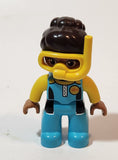 Lego Duplo Brown Haired Woman in Blue Suit with Yellow Snorkel Azure Diving Suit 2 3/4" Tall Toy Figure