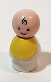 Vintage 1980s Fisher price Little People Baby with Yellow Bib in White Clothes 1 3/4" Tall Toy Figure