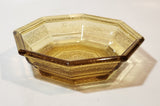 Vintage MCM Octagon Shaped Textured Amber Orange Brown Depression Glass Dish