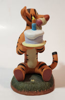 Disney Pooh & Friends "Make A Really Big Wish" Tigger Holding Birthday Cake 4 1/2" Tall Ceramic Figurine
