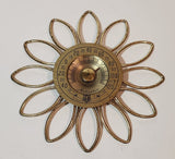 Rare Vintage "Artistic" Sunflower Starburst Style 7 1/4" Brass Metal Wall Thermometer Made in USA