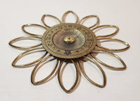 Rare Vintage "Artistic" Sunflower Starburst Style 7 1/4" Brass Metal Wall Thermometer Made in USA