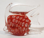 Clear Red White Tropical Angel Fish 4 1/2" Long Blown Art Glass Sculpture