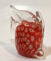 Clear Red White Tropical Angel Fish 4 1/2" Long Blown Art Glass Sculpture