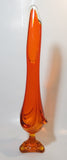 Vintage Viking Mid Century Modern Orange Red Fire 17" Tall Swung Art Glass Bud Vase