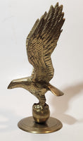 Vintage Mid Century Eagle In Flight 8" Tall Heavy Brass Sculpture