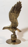 Vintage Mid Century Eagle In Flight 8" Tall Heavy Brass Sculpture