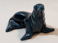 Dark Teal Blue Green Glazed 5 1/2" Long Seal Figurine