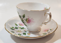 Vintage Ridgeway Potteries Royal Vale Clematis Flower Bone China Tea Cup and Saucer Set