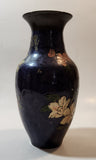 Cloisonne Hand Painted Enamel Midnight Blue Purple Solid Brass Bud Vase Made in India