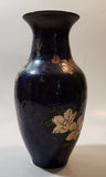 Cloisonne Hand Painted Enamel Midnight Blue Purple Solid Brass Bud Vase Made in India