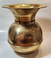 Antique Redskin Brand Chewing Tobacco Cut Plug Large Brass Plated 10 1/2" Tall Spittoon