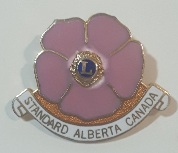 Lion's Club Standard Alberta Canada Pink Wild Rose Flower Enamel Metal Lapel Pin
