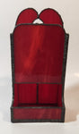 Vintage Red Leaded Stained Glass Match Holder Dispenser