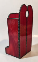 Vintage Red Leaded Stained Glass Match Holder Dispenser