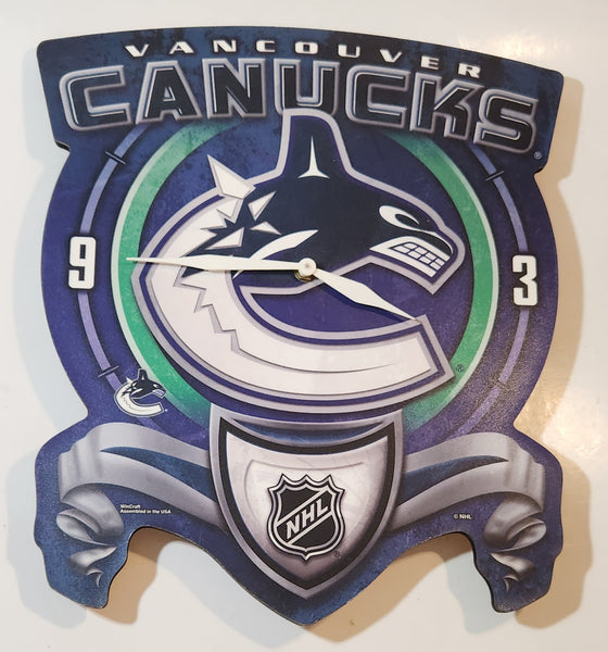Wincraft Vancouver Canucks NHL Hockey Team 10 3/4" x 12 3/4" Wood Plaque Wall Clock (NOT WORKING)