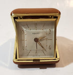 Vintage 1970s Equity Brown Pocket Size Folding Travel Alarm Clock in Case