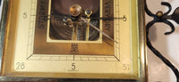 Rare Vintage JG Gischard Wrought Iron and Brass Vines Leaves Barometer