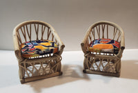 Rare Vintage 1970s Durham Industries Charley Rattan Toy Doll Furniture Set with Cushions