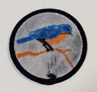 Blue and Orange Bird Themed 2" Embroidered Fabric Patch Badge