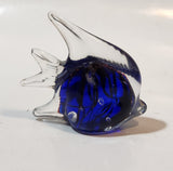 Vintage Murano Style Clear and Blue Coral Tropical Fish Angelfish 3" Tall Art Glass Ornament Tail Chip and Side Surface Chip