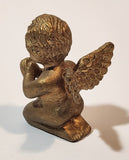 Child Angel Kneeling and Praying 1 3/4" Small Gold Tone Resin Figurine