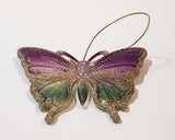 Gold Glitter Colorful Butterfly Hard Plastic Hanging Christmas Tree Ornament