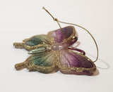 Gold Glitter Colorful Butterfly Hard Plastic Hanging Christmas Tree Ornament