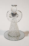 Angel Holding Heart 3 3/8" Crystal Glass Figurine with Mirrored Base