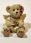 Angel Bear with Star Ribbon and Flowers 2 3/4" Tall Resin Figurine
