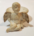 Angel Sitting By Round Podium 3" Tall Ceramic Figurine Candle Holder