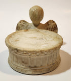 Angel Sitting By Round Podium 3" Tall Ceramic Figurine Candle Holder